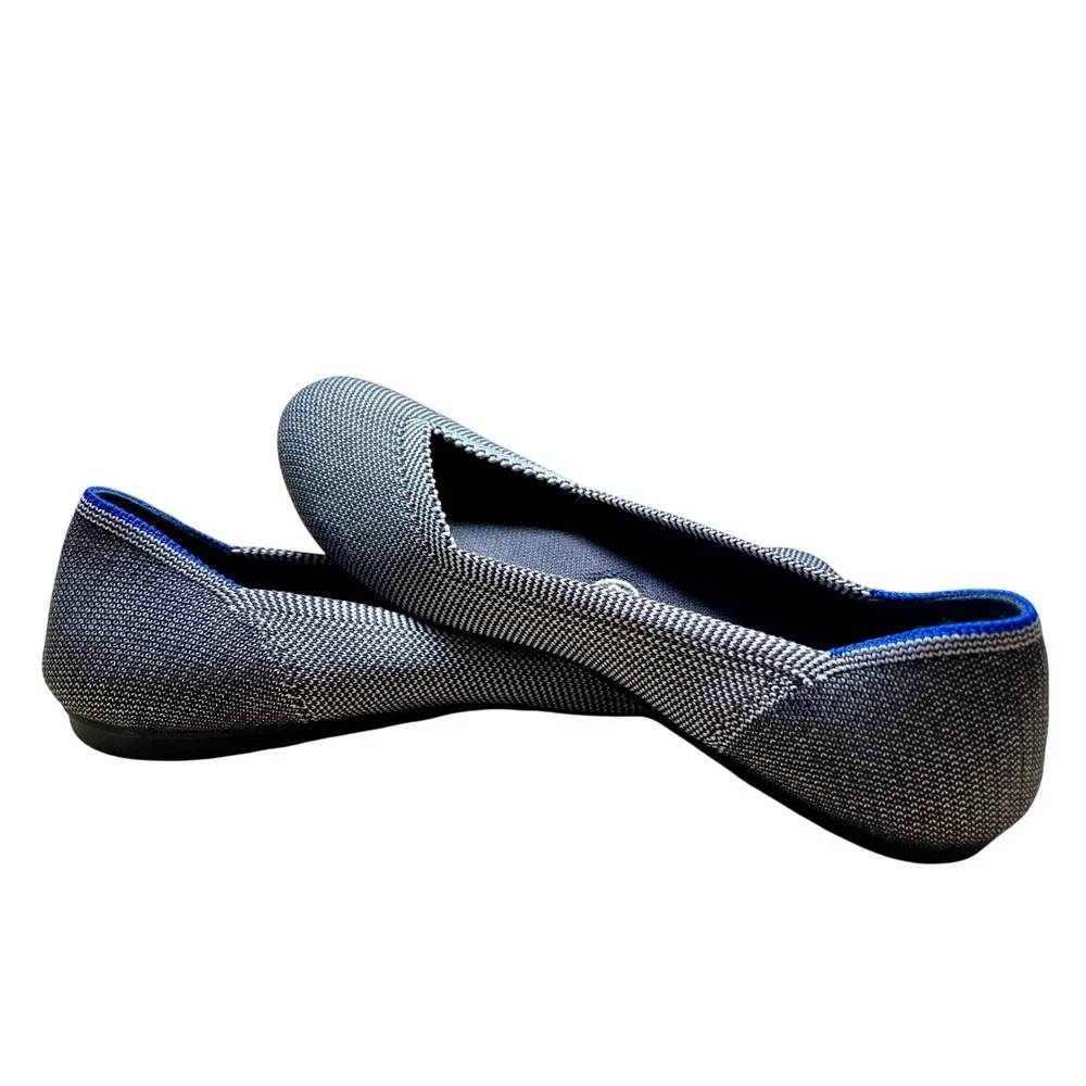 Rothys The Flat Black Herringbone Knit Ballet Flats Round Toe Women Size 8